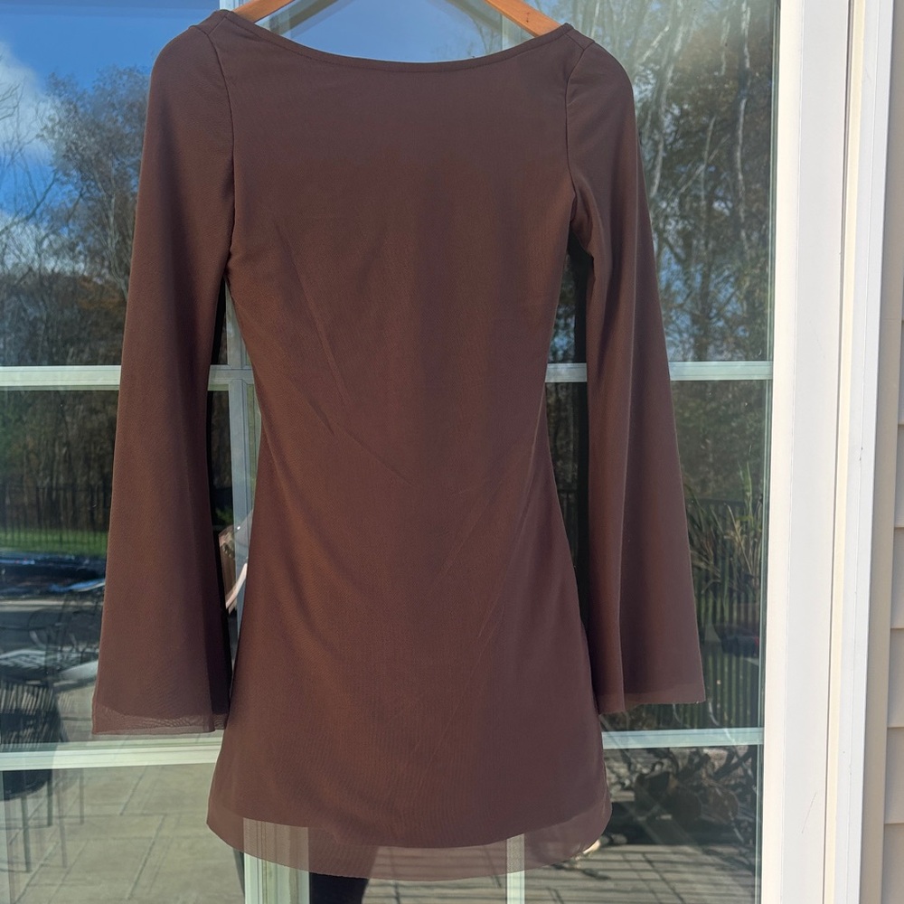 Princess Polly Brown Long Sleeve Mini Dress